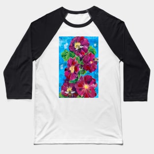 Hollyhocks and Bees Baseball T-Shirt